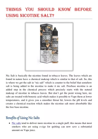 things you should know before using nicotine salt