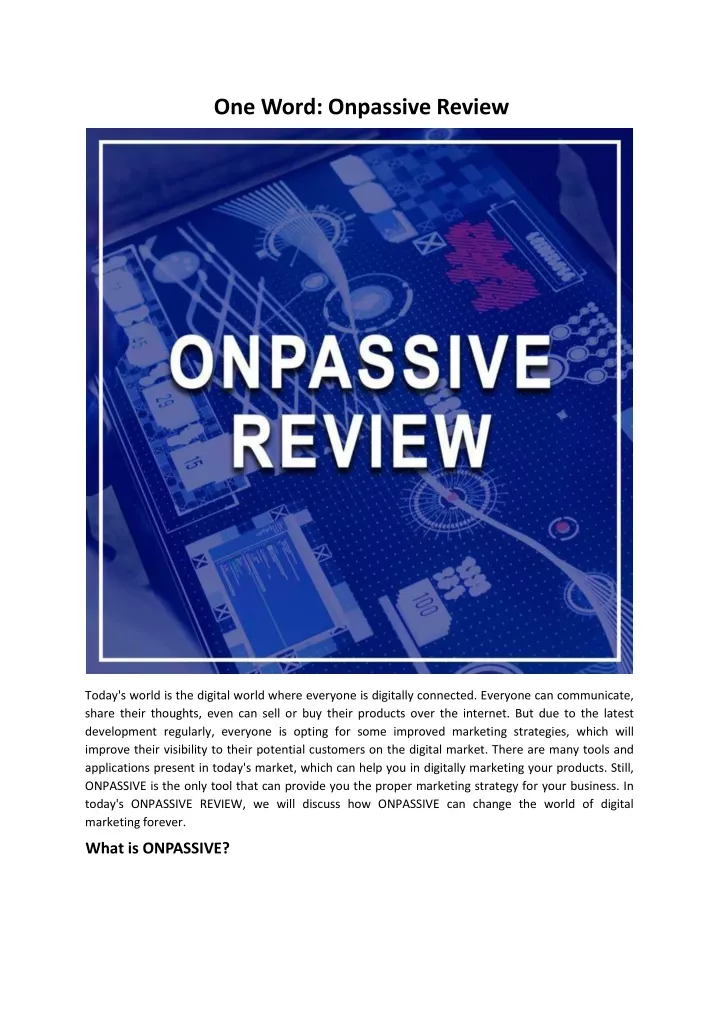 one word onpassive review