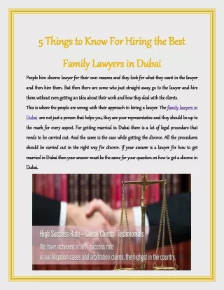 5 Things to Know For Hiring the Best Family Lawyers in Dubai