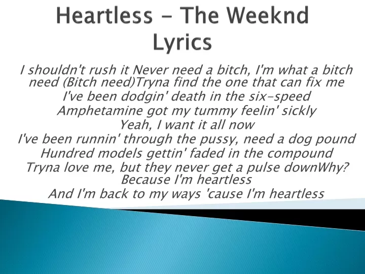 heartless the weeknd lyrics