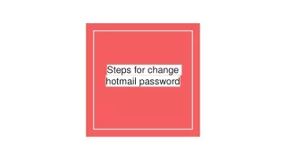 steps for change hotmail password