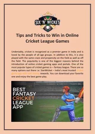 Tips and Tricks to Win in Online Cricket League Games