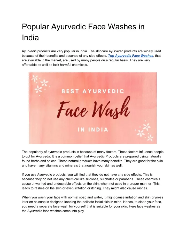 popular ayurvedic face washes in india