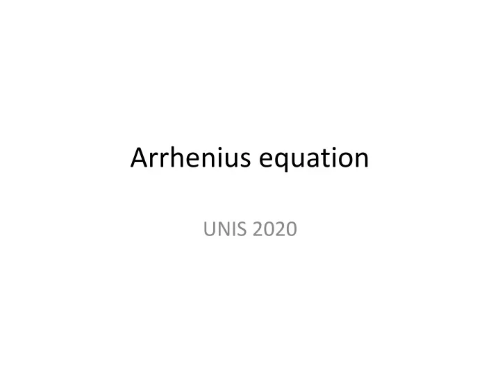 arrhenius equation
