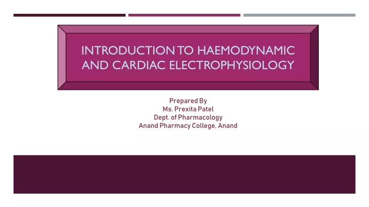 introduction to haemodynamic and cardiac