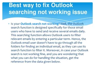 Best way to fix Outlook searching not working issue