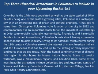 top three historical attractions in columbus to include in your upcoming bucket list