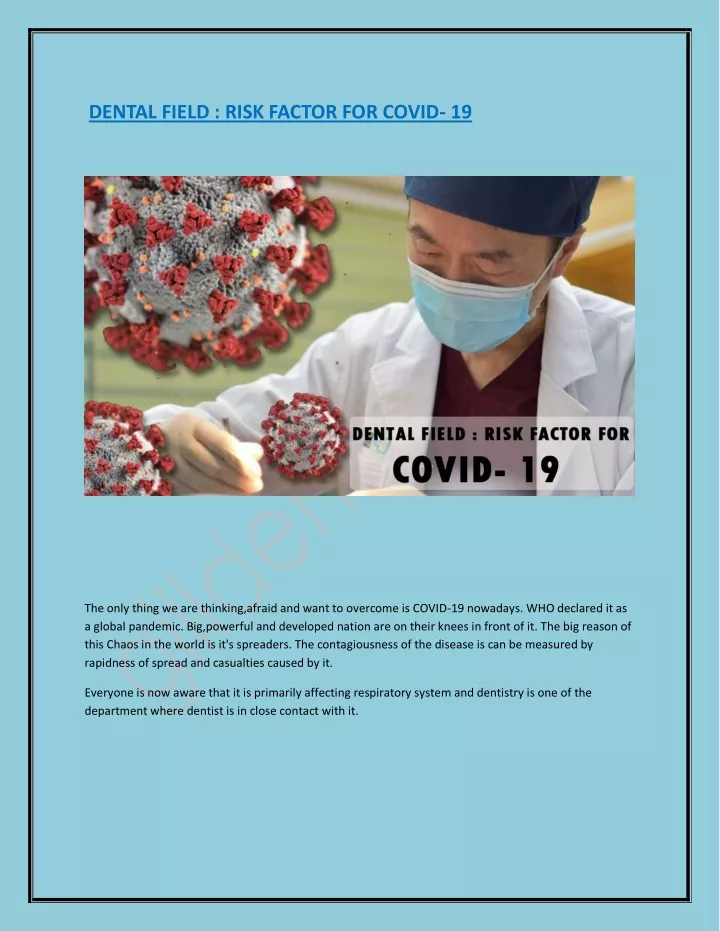 dental field risk factor for covid 19