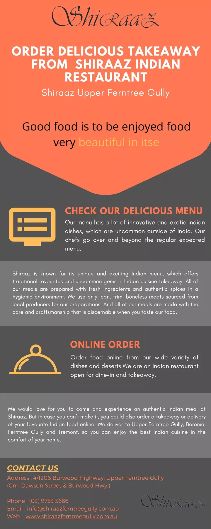 order delicious takeaway from shiraaz indian