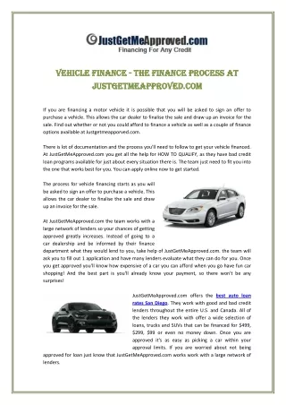 Vehicle Finance - The Finance Process at Justgetmeapproved.com
