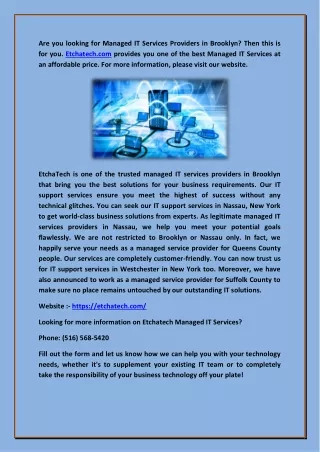 Managed IT Services Providers Brooklyn - Etchatech.com