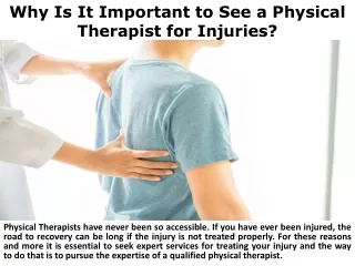 Why Is It Important to See a Physical Therapist for Injuries