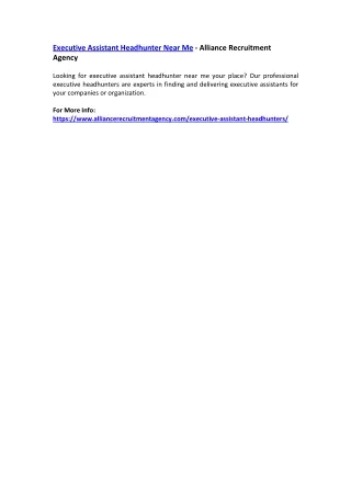 executive assistant headhunter near me alliance