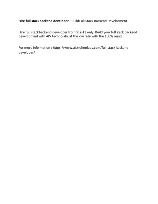 hire full stack backend developer build full