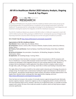 ar vr in healthcare market 2020 industry analysis