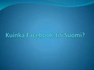 Kuinka Facebook-tili Suomi?