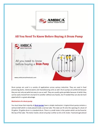 all you need to know before buying a drum pump