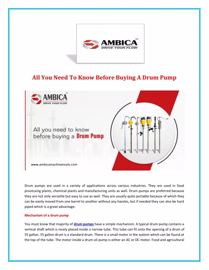 all you need to know before buying a drum pump
