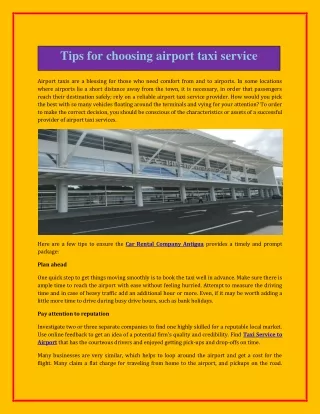 tips for choosing airport taxi service
