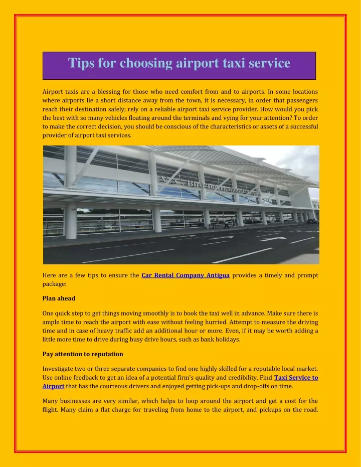 tips for choosing airport taxi service