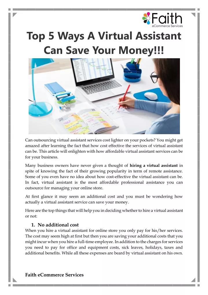 top 5 ways a virtual assistant can save your money