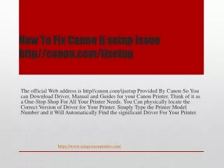 how to fix canon ij setup issue http canon com ijsetup