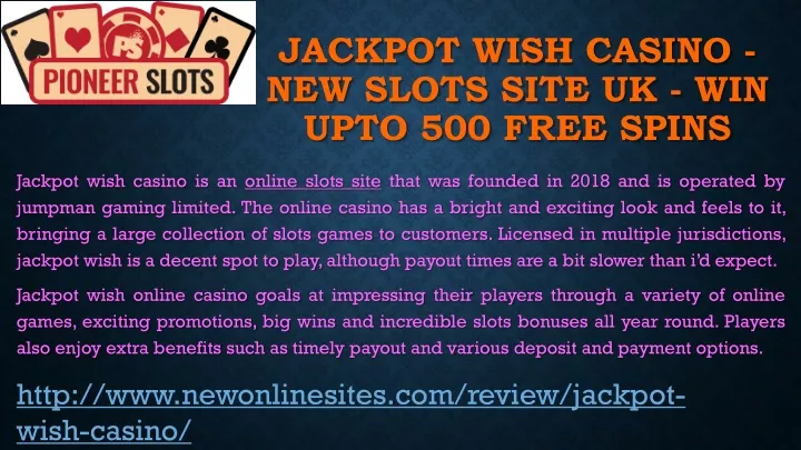 jackpot wish casino new slots site uk win upto 500 free spins