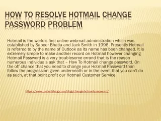 how to resolve hotmail change password problem