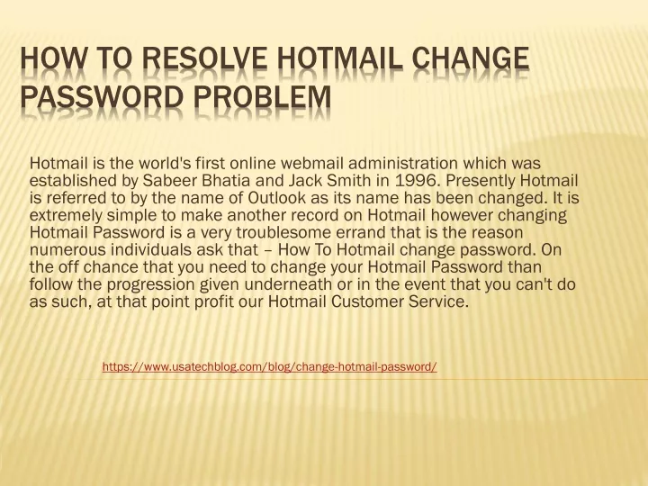 how to resolve hotmail change password problem