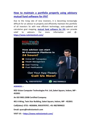 how to maintain a portfolio properly using
