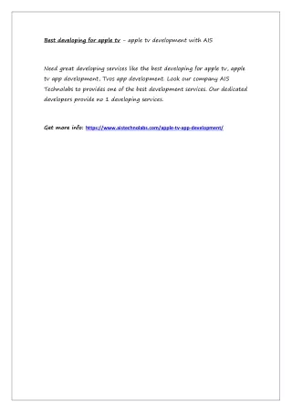 best developing for apple tv apple tv development