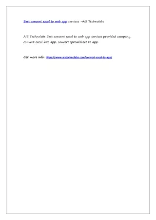best convert excel to web app services