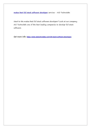 makes best full stack software developer services