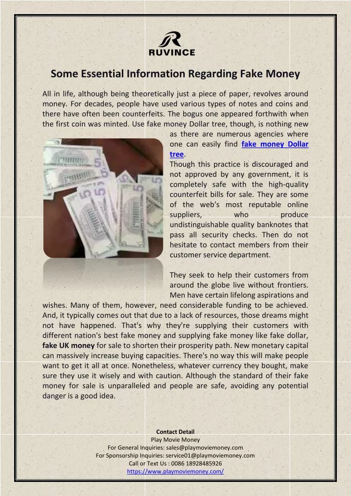 some essential information regarding fake money