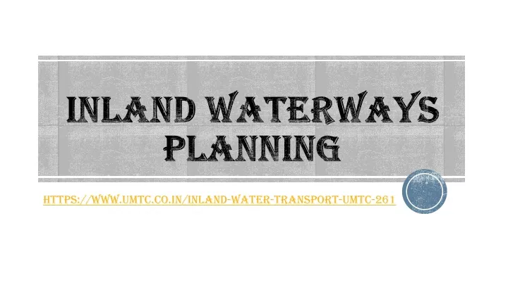 inland waterways planning