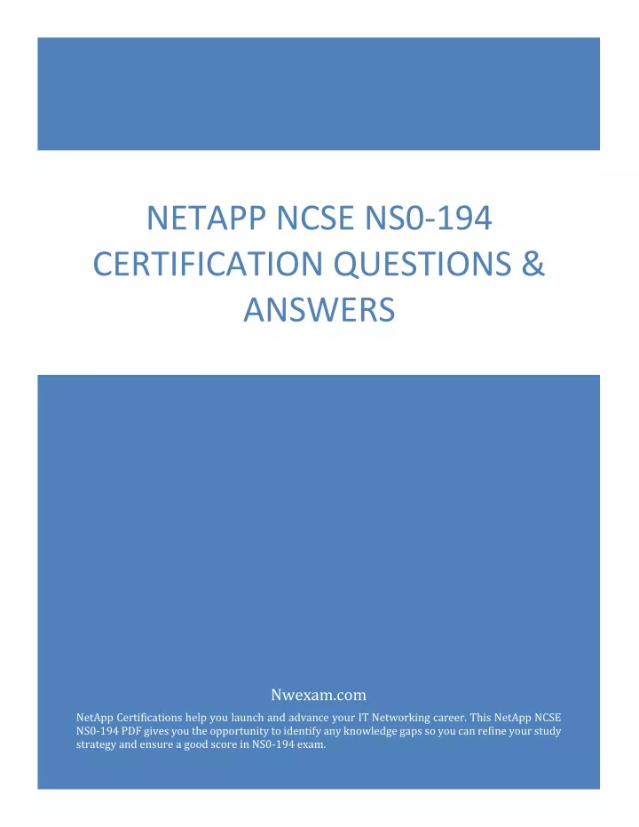 netapp ncse ns0 194 certification questions