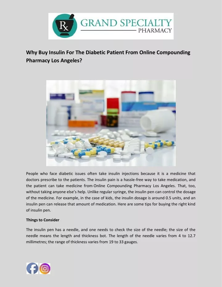 why buy insulin for the diabetic patient from