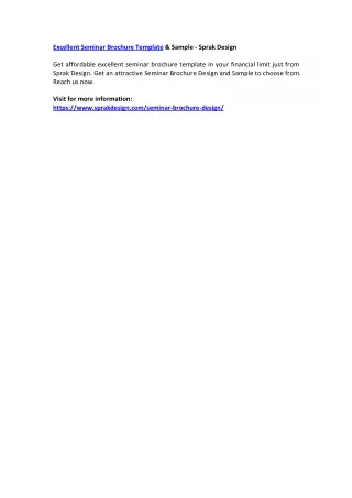 excellent seminar brochure template sample sprak