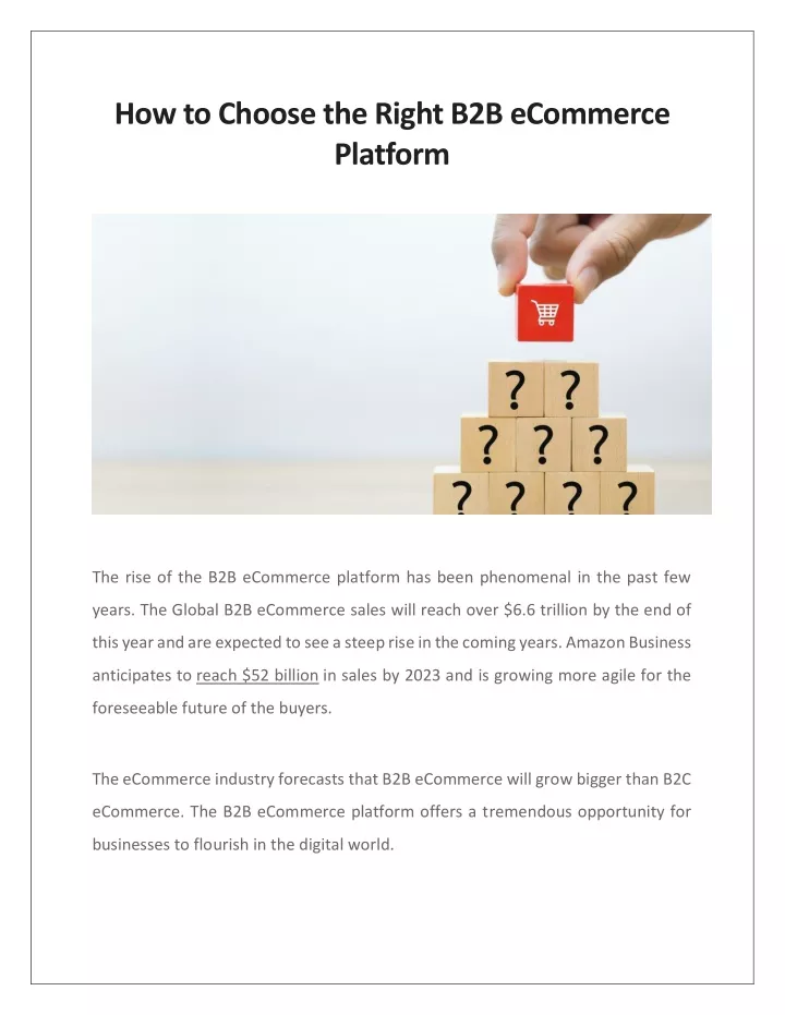 how to choose the right b2b ecommerce platform