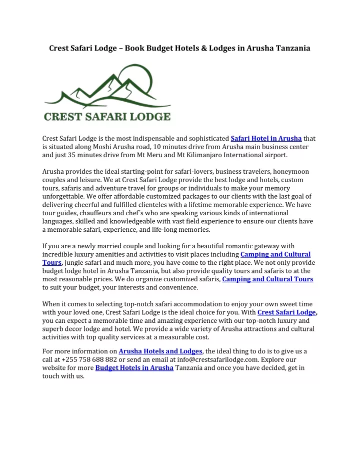 crest safari lodge book budget hotels lodges