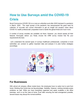How to Use Surveys amid the COVID-19 Crisis