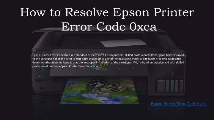 how to resolve epson printer error code 0xea