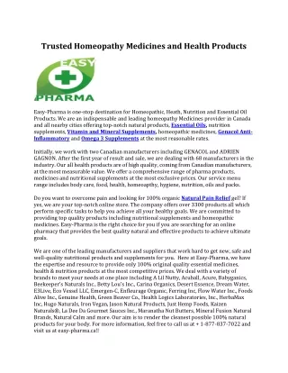 trusted homeopathy medicines and health products
