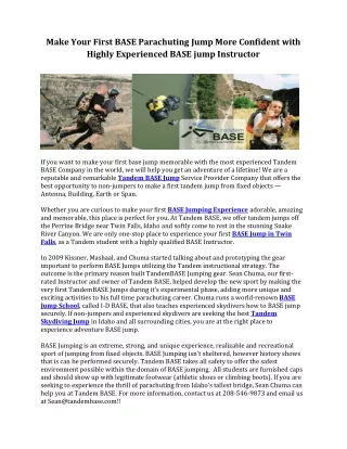 make your first base parachuting jump more