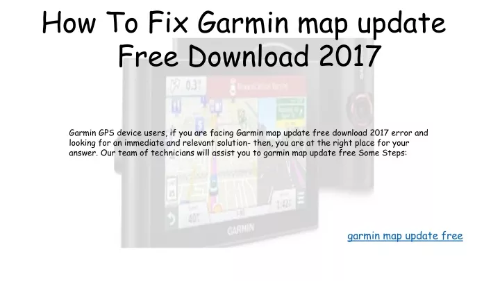 how to fix garmin map update free download 2017
