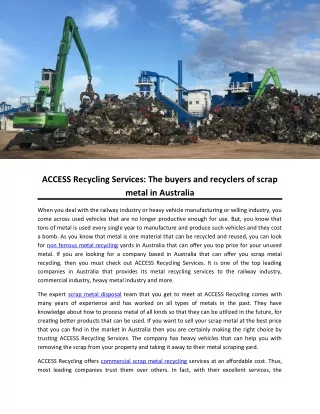 ACCESS Recycling Services: The buyers and recyclers of scrap metal in Australia