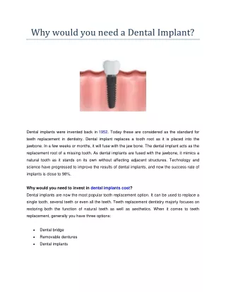 Why would you need a Dental Implant?