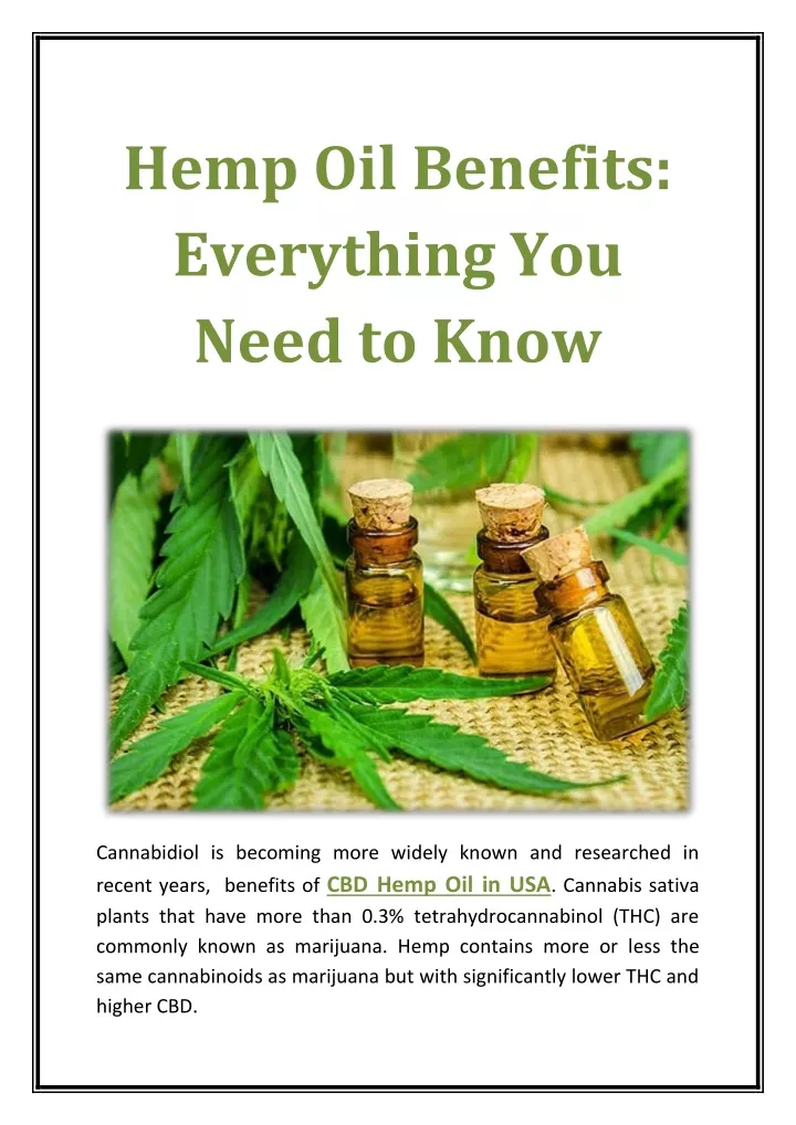 hemp oil benefits everything you need to know