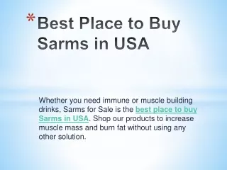 Best Place to Buy Sarms in USA