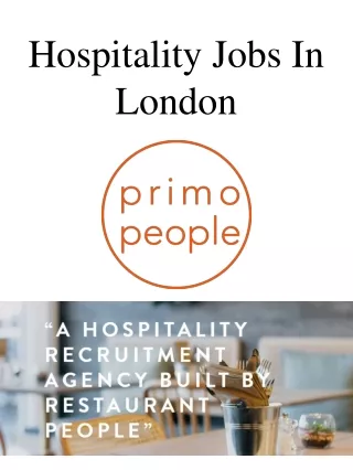 Hospitality Jobs In London